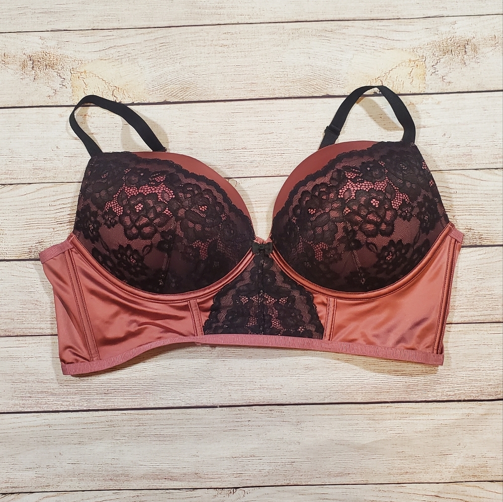 Torrid Curve 42D Longline Wide Band Pink Black Bra